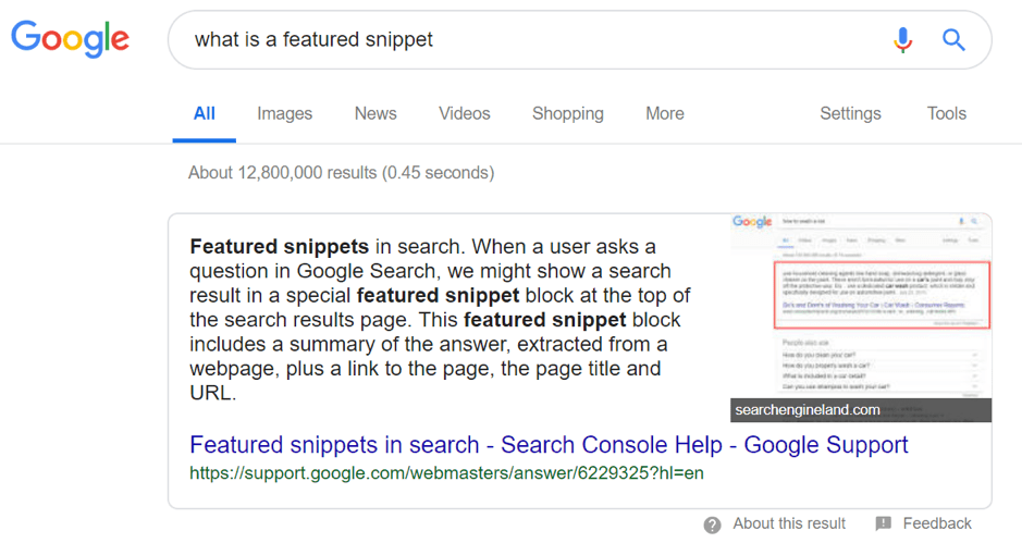 Featured Snippet format